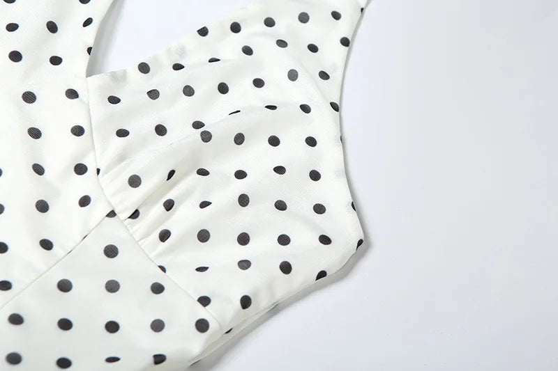 LIZAKOSHT  -  Spring Summer New Women's Wear Polka Point Hanging Neck Dress Women's High end V-neck Waist