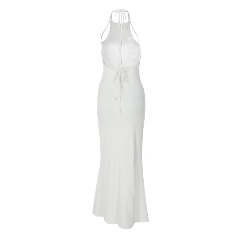 LIZAKOSHT  -  y2k Long Dress Women Summer Solid Color Spaghetti Strap Sleeveless Tie Up Backless Dress Sexy Club Party Dresses
