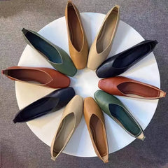 LIZAKOSHT  -  Women's Genuine Leather Shoes Soft Bottom Slip-On High Heels Spring Summer Season Square Head Versatile Mid Heel Casual Shoes