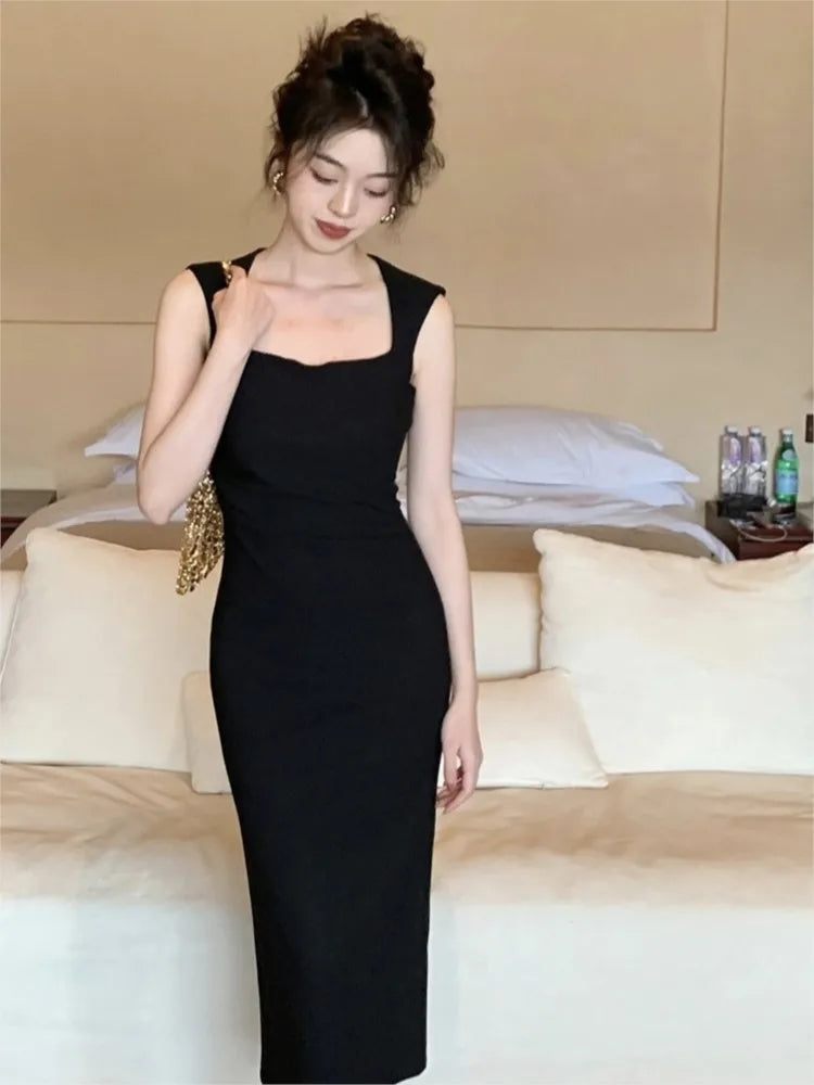 LIZAKOSHT  -  Summer Classic Solid Color Elegant Dress Women's New Slim-fit Slimming Sleeveless Sexy Hip Long Dress