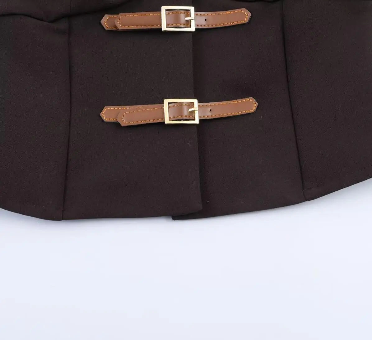 LIZAKOSHT  -  Vintage Deep Brown Buckle Buttons V neck Waistcoat Women OL Vest Jacket Outfits Casual Vacation Loose Tops