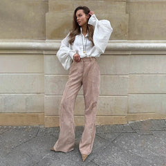 LIZAKOSHT  -  Autumn Loose Casual Wide-Leg Pants For Women Pure Cotton Fashion Patchwork Slim Fit Leisure Loose Female Long Pants