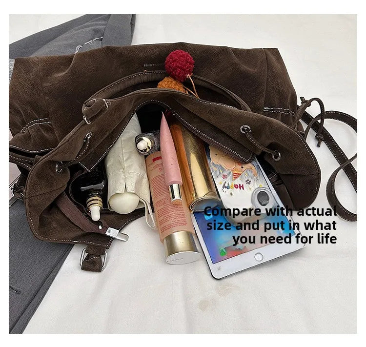 LIZAKOSHT  -  Simple Fashion Suede Crossbody Bag Women Large Capacity Shoulder Bag for Work Comfortable and Versatile Texture Commuting Bag
