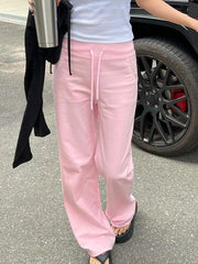 LIZAKOSHT  -  Harajuku Casual All Match Sweatpants Y2k Streetwear Elastic High Waist Drawstring Wide Leg Trouser Korean Chic Clothes