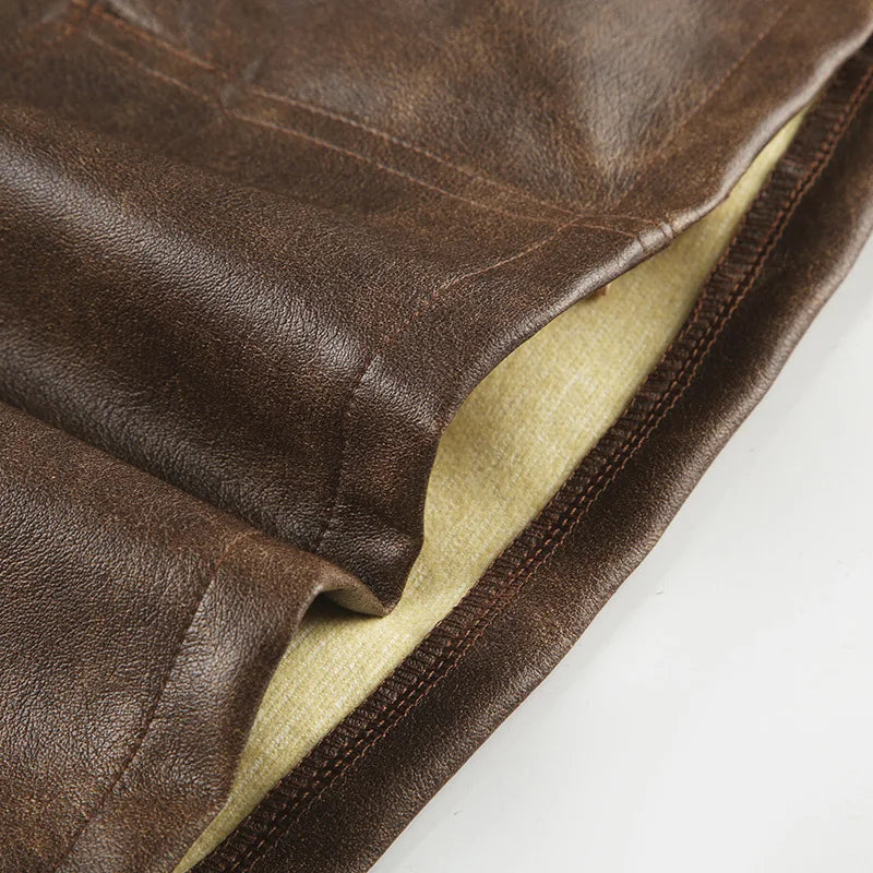 LIZAKOSHT  -  Y2k Brown Faux Pu Leather Low Waist Mini Skirts for Women Pockets Button Vintage Femme Club Streetwear Sexy Autumn Skirt