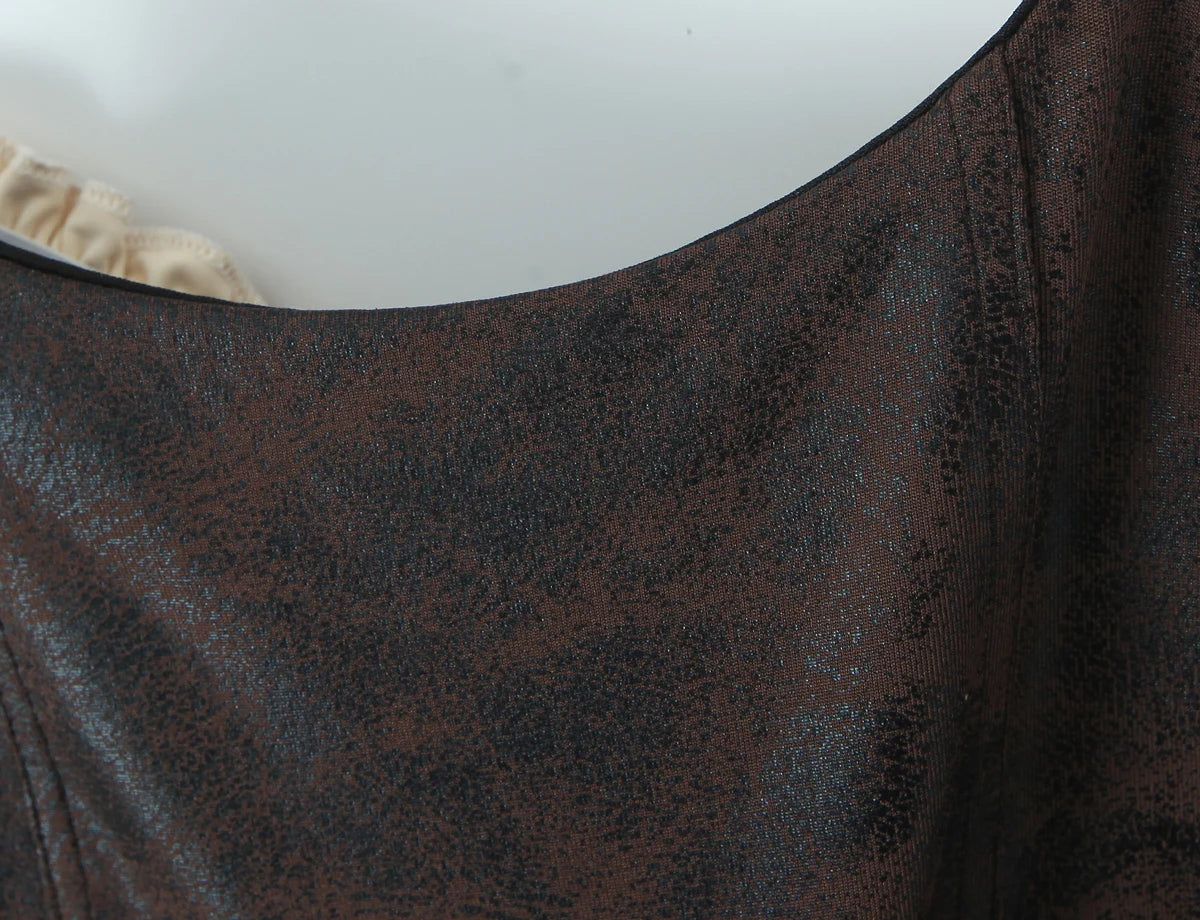 LIZAKOSHT  -  Sexy Brown Patchwork Wood ears Bra Corset Camis Women Cross Lacing up Bandage Bow Front Crop Top Camisoles Bra Tank Vest