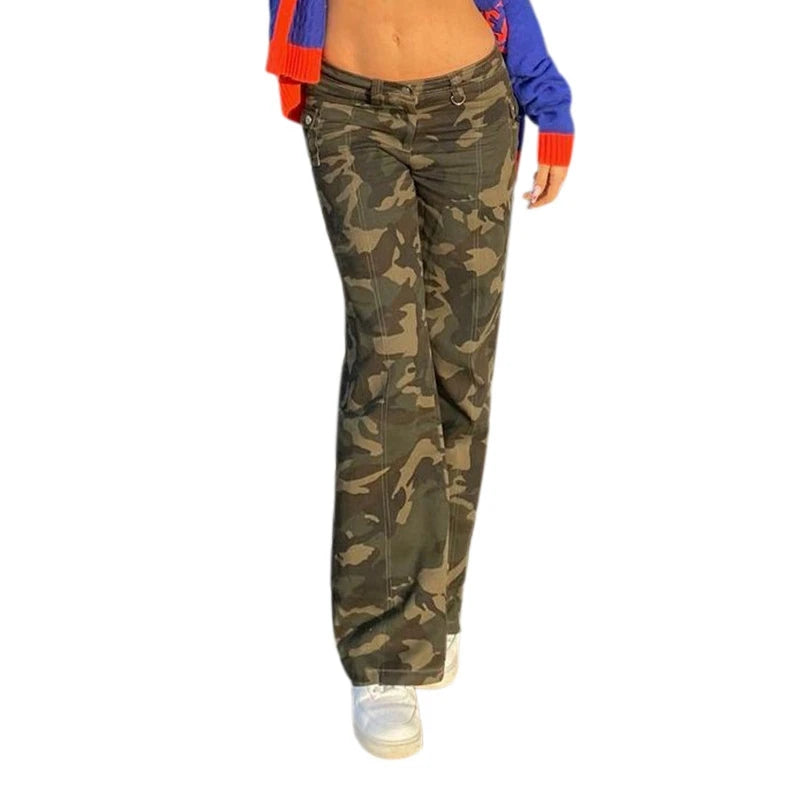 LIZAKOSHT  -  Vintage Y2K Camouflage Jeans Women Low Waisted Chic Harajuku Baggy Denim Pants Aesthetic Trousers