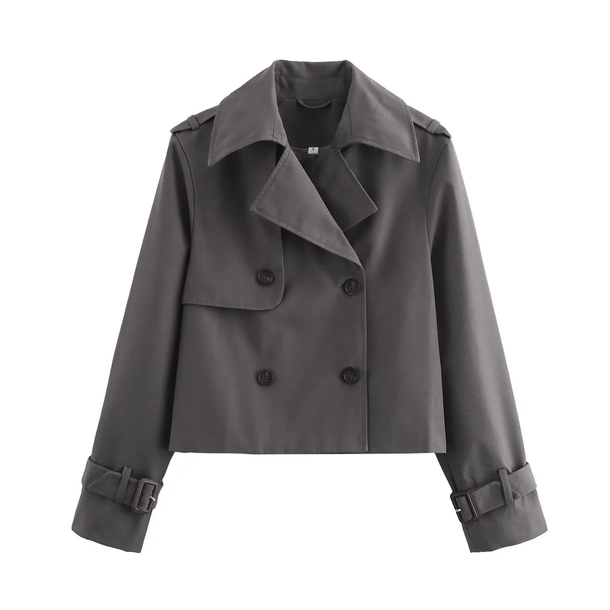 LIZAKOSHT  -  Short Women's Windbreaker Coat Chic Double-breasted Long Sleeve New Outerwear Lady Streetwear Windbreaker Jackets