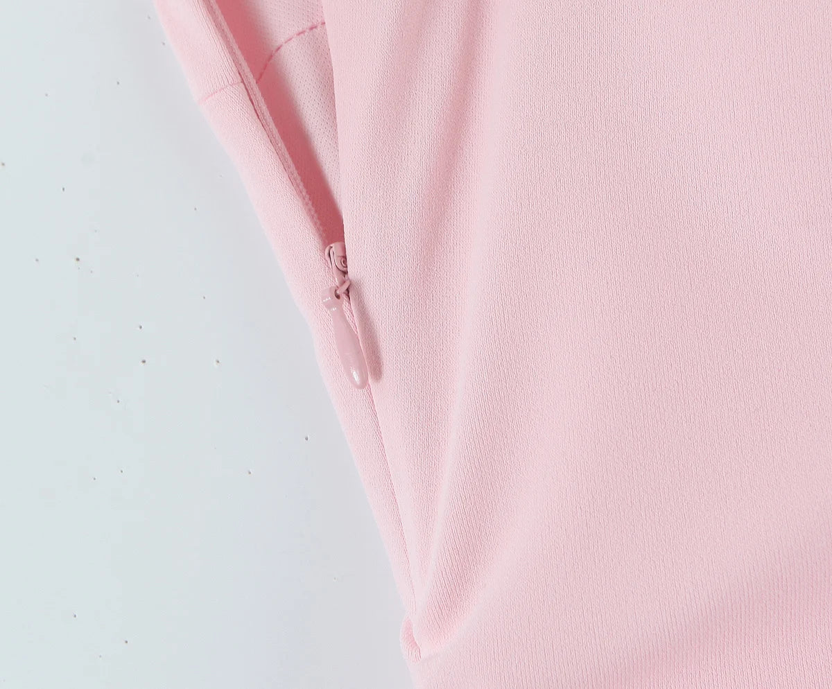 LIZAKOSHT  -  Elegant Ruched Strapless Dress Women Sexy Pastel Pink Off Shoulder Side Zipper Midi Dress 2025 New Summer Party Evening Dresses