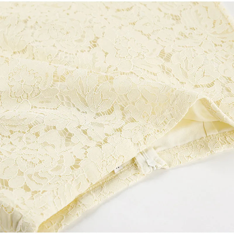 LIZAKOSHT  -  Elegant Flower Lace Women Skirt Solid Color Casual Hollow Out Women Long Skirts New Summer Fashion Retro Beach Ladies Skirts