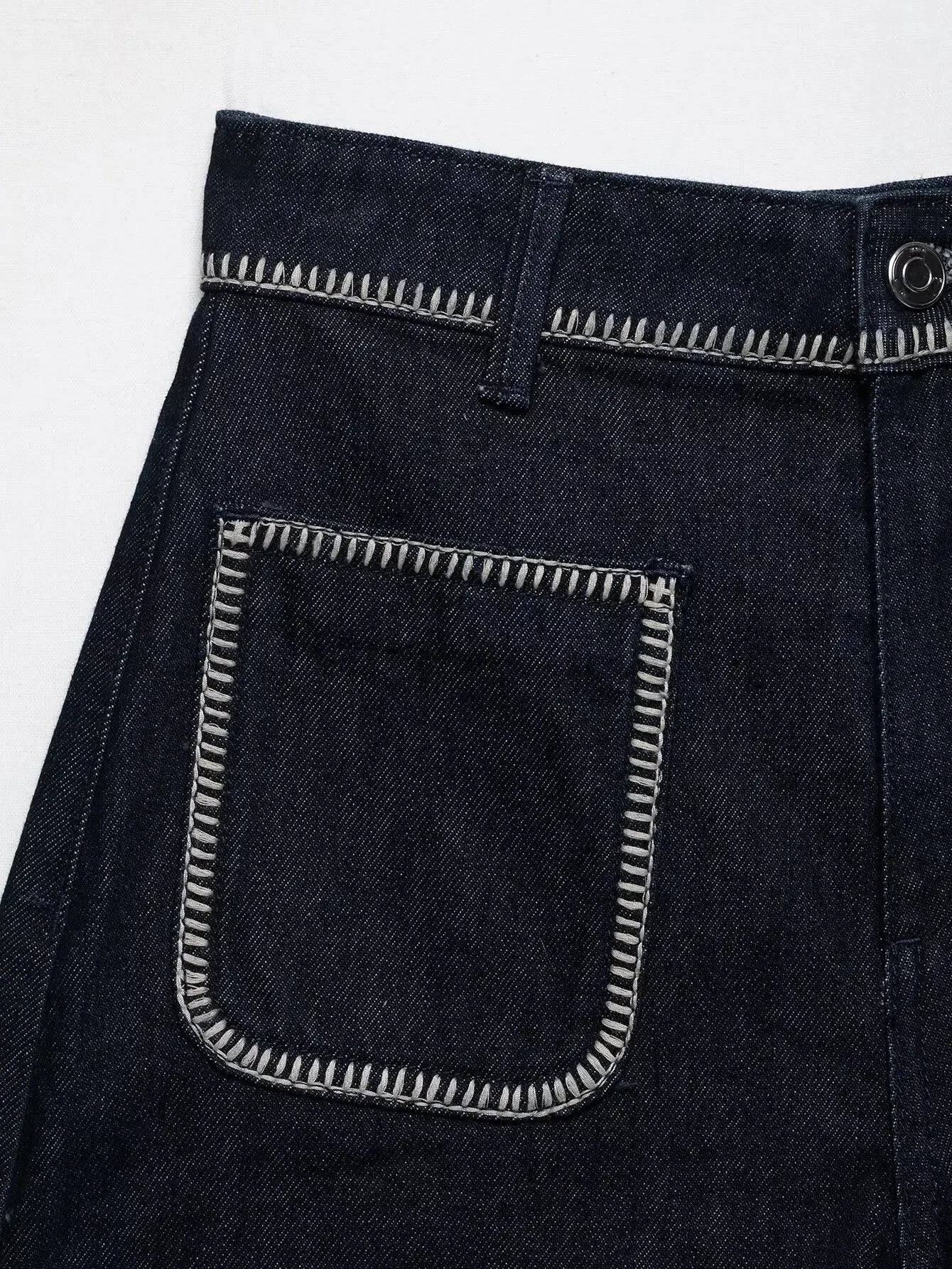 LIZAKOSHT  -  Fashion Denim Shorts For Women Summer 2025 New Casual Black Zipper Pockets Short Pants Chic Bright Line Decoration Mini Shorts