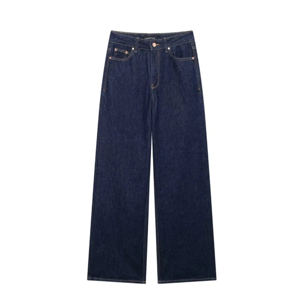 LIZAKOSHT  -  Casual Loose Wide Legs Trouser Baggy Jeans Pants Street Style Simple All-match Retro Women's Clothing Personality Trendy