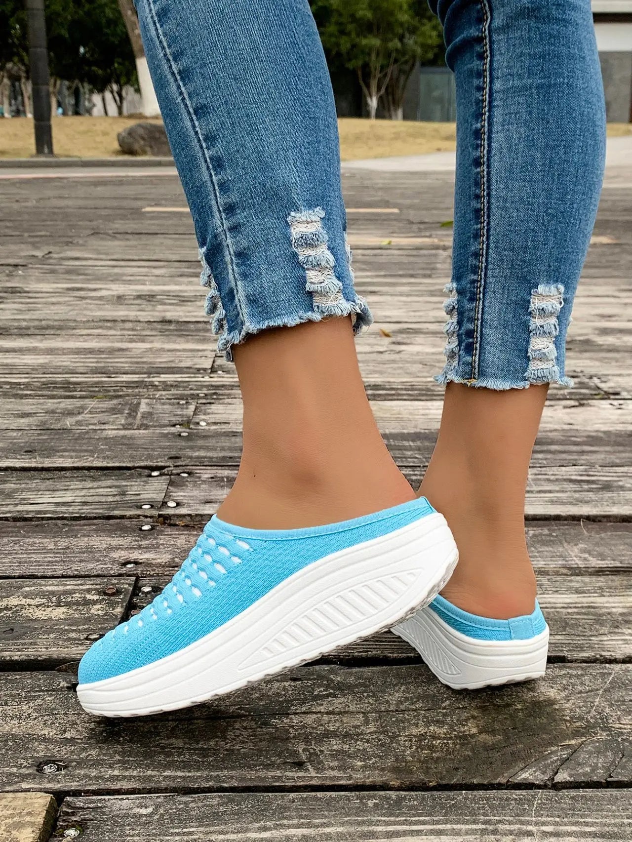 LIZAKOSHT  -  Low Shoes Woman  Cover Toe Massage Slippers House Rome Cotton Fabric Hoof Heels Rubber Slides Shoes Low Home Slippers Women'