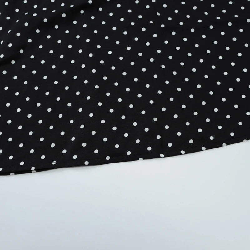 LIZAKOSHT  -  Temperament Vintage Polka Dot Print V-neck Open Back Sleeveless Long Dress With Ribbon Women's Vacation Party Vestidos