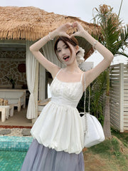 LIZAKOSHT  -  Y2K Vintage Two Piece Set Outfits Women Elegant Mini Skirt Casual Sleeveless Vest Korean Style Summer Beach Party Dress Sets