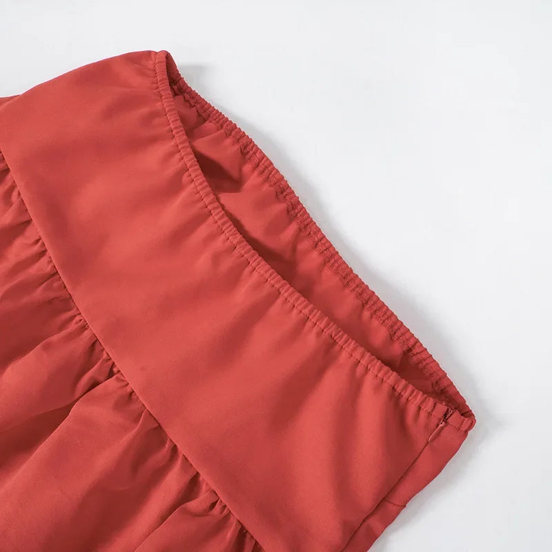 LIZAKOSHT  -  Elegant Solid Strapless Dress Women's Sleeveless Beach Vacation Short Dress Splice Off Shoulder Loose High Waist Clothing