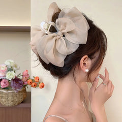 Lizakosht 13CM Woman Large Two-sided Gauze Bowknot Hair Claws Lady Solid Color Hairpins Barrettes Gilrs SGilrs Hair Clips Hair Accessories