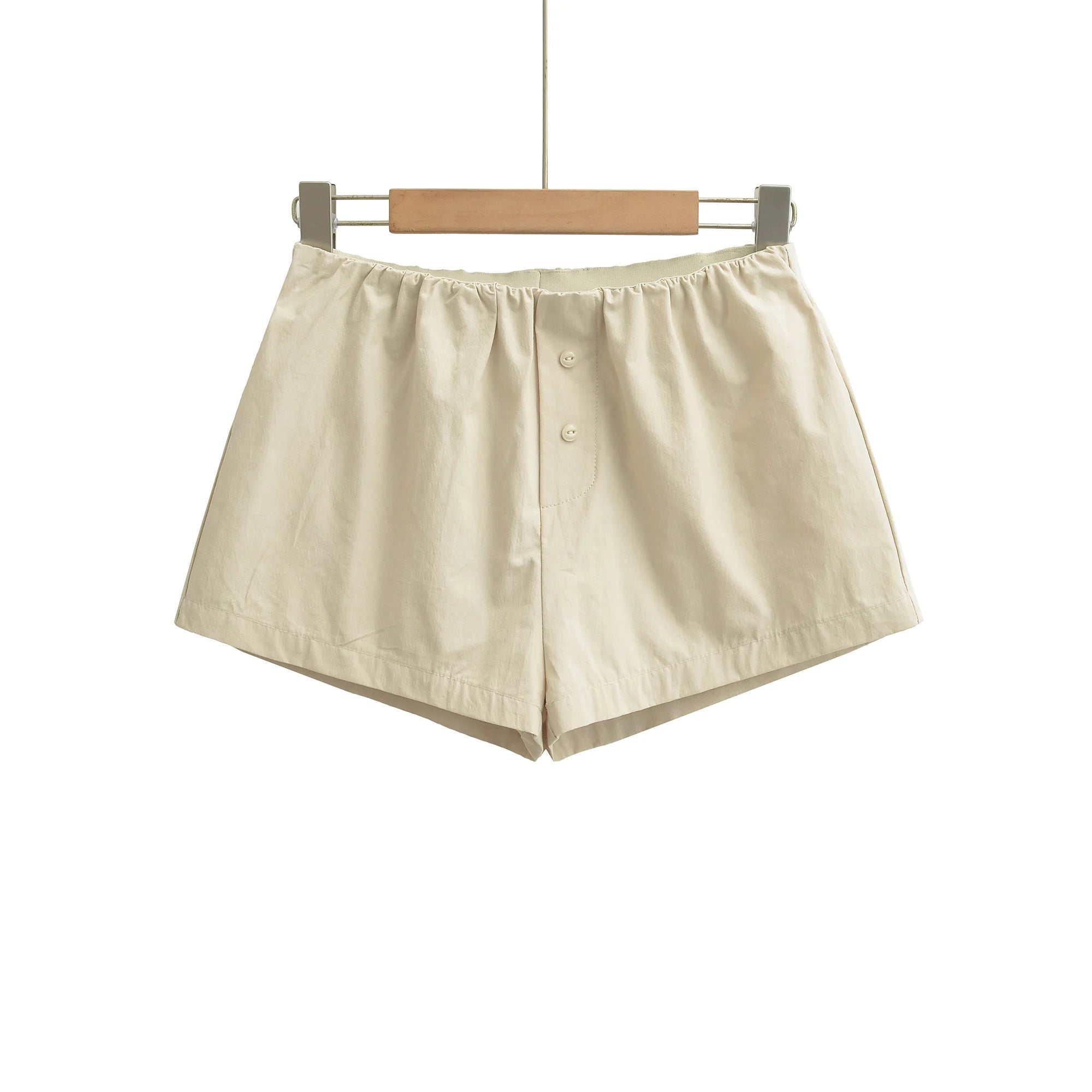 LIZAKOSHT  -  3 colors Summer Sports Cotton Causal Shorts Women Elastic Waist Loose Wide Leg Straight Short Pants Trousers Armygreen Khaki