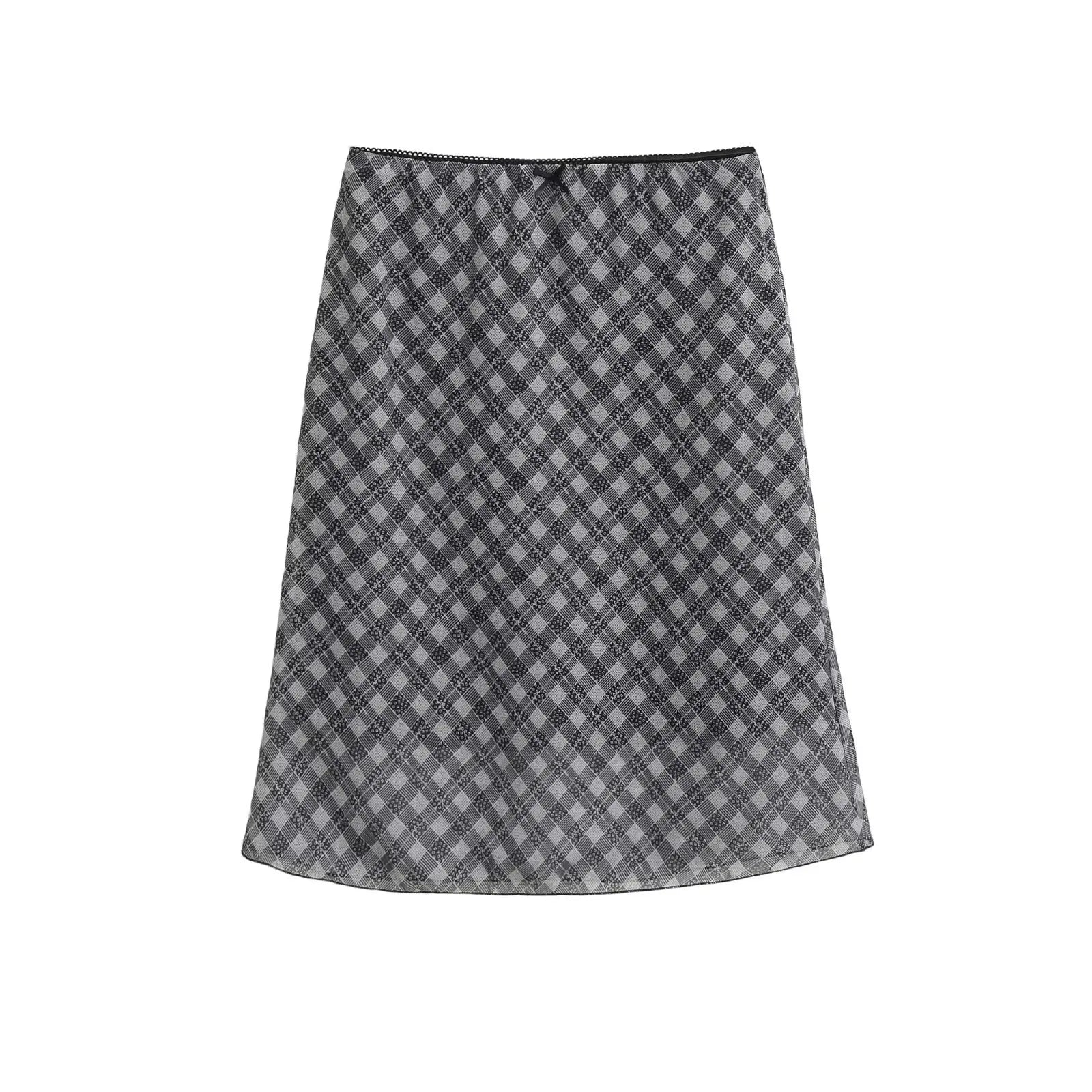 LIZAKOSHT  -  Elegant High-waisted Slimming Contrasting Half-skirt for Women with Bow Accents and A Draping Mid-length Dress