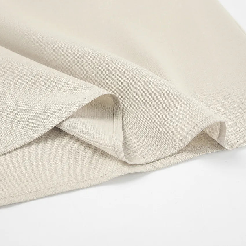 LIZAKOSHT  -  Spring and Summer Commuting Khaki Cotton and Linen Suspender Dress Women's Fashion Loose A-shaped Long Dress