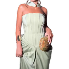 LIZAKOSHT  -  Hip Skirt Slim Fit Luxury Sense Temperament Celebrity Bandeau Waist Pressed Pleated Long Skirt
