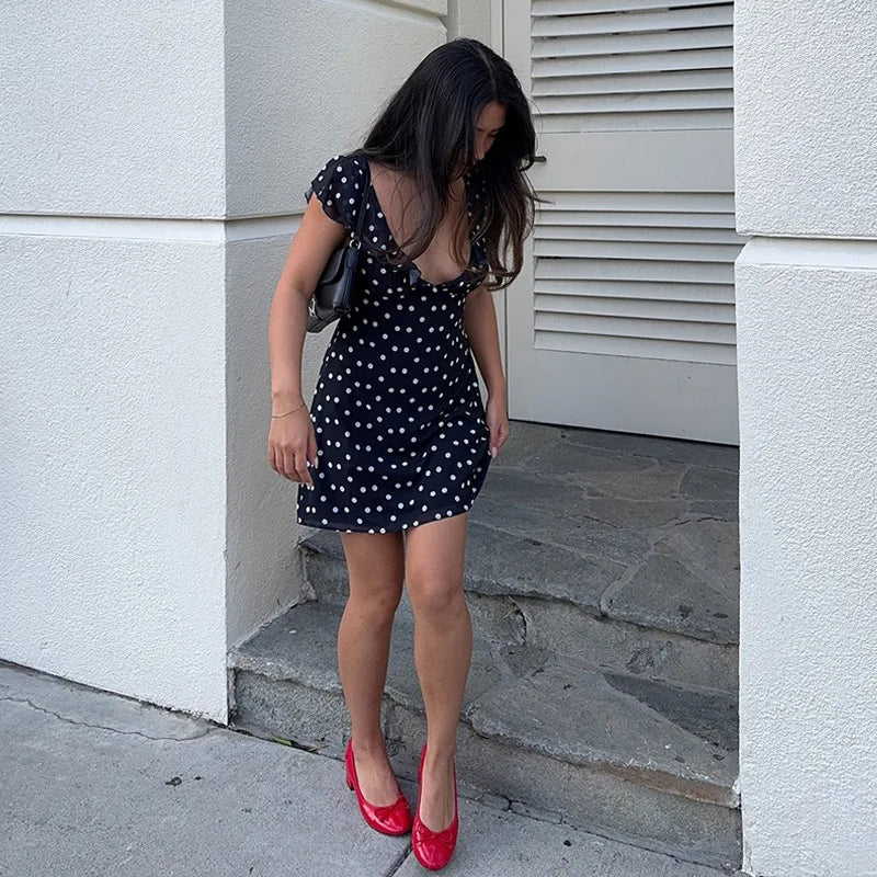 LIZAKOSHT  -  Sexy Mesh Patchwork Mini Dress Female Sleeveless V-Neck Contrast High Waist Slim Party Dress For Women Summer Y2k Dress