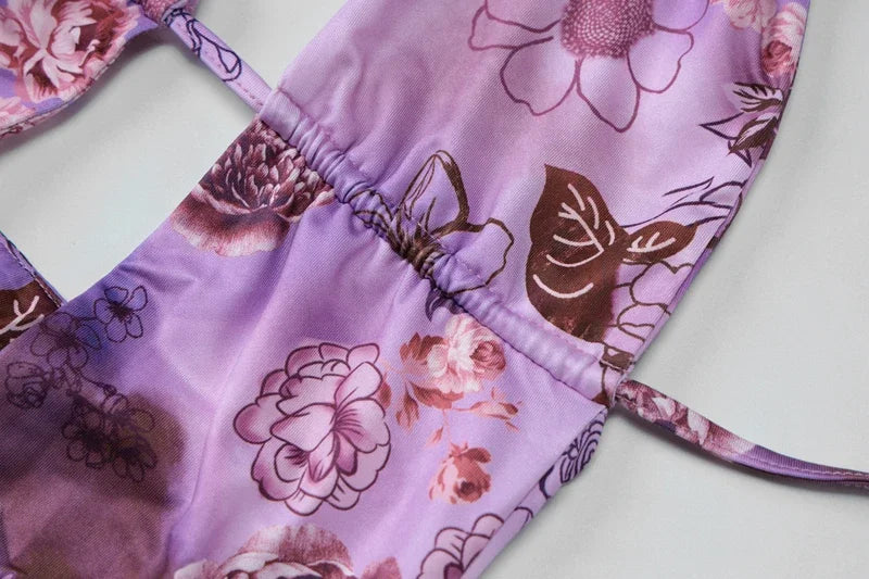 LIZAKOSHT  -  Sexy Women Butterfly Shape Printed Dress Sleeveless Ruffles Lace-up Dress Party Cute Lady Backless Bandage Low-out Cake Dress