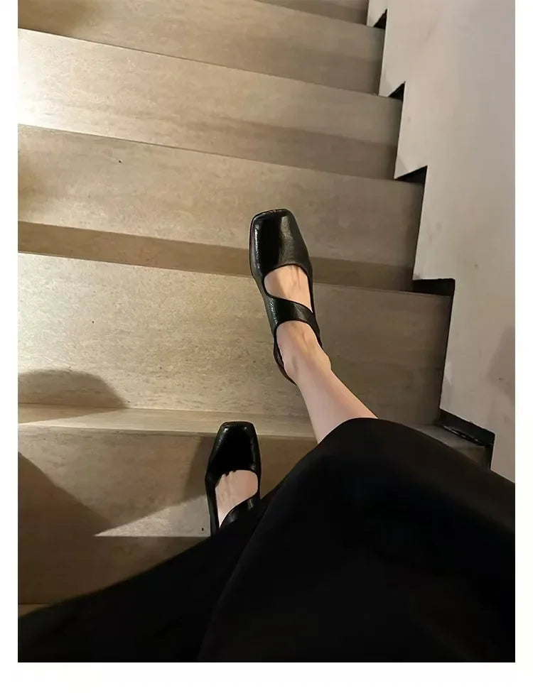 LIZAKOSHT  -  Flat Shoes Women's New Spring and Autumn Summer Genuine Leather Retro Round Toe Flat Ballet Shoes Mary Jane Single Shoe Flats