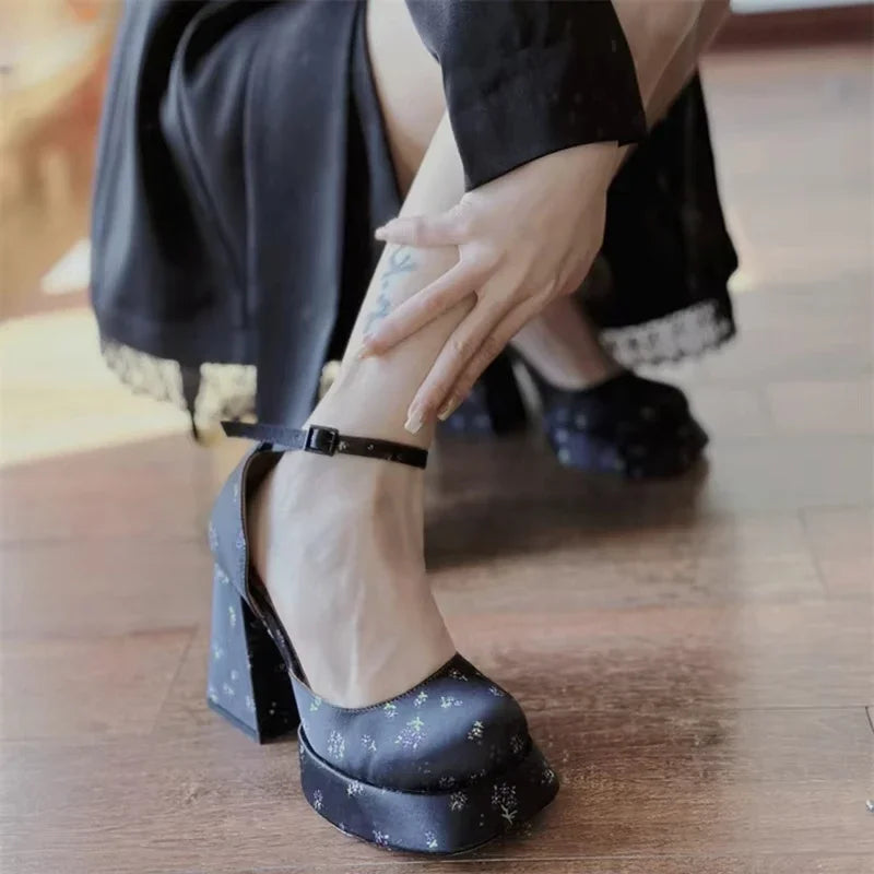 LIZAKOSHT  -  Designer Platform High Heels Party Club Women Shoes Shoes Fashion Shallow Spring Autumn Square Heels Dress Shoes