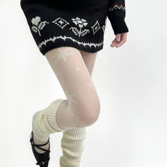 LIZAKOSHT  -  White Snowflake Jacquard Women's Pantyhose Personalized Winter Fashion Sexy Tights for a Festive Atmosphere