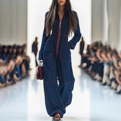 LIZAKOSHT  -  Women Jumpsuits for Autumn Winter Long Sleeve Loose Fashion Streetwear Overalls Wide Leg Pants Trousers Woman's Clothing