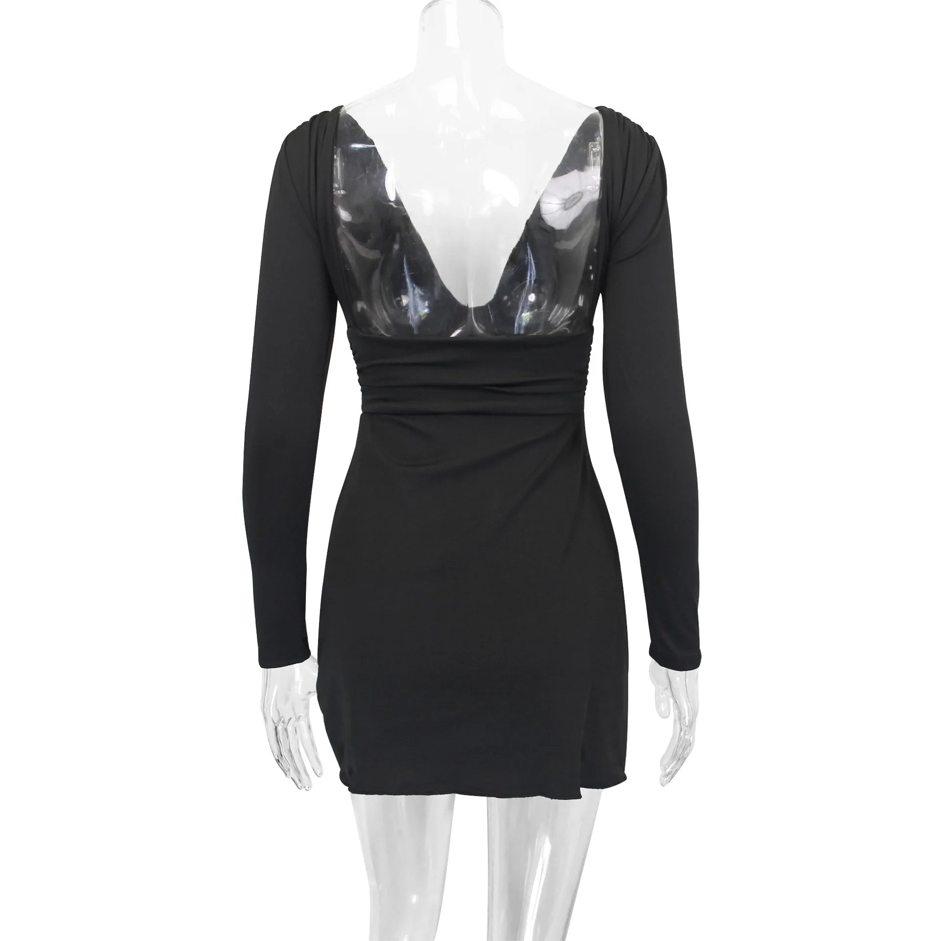 LIZAKOSHT  -  Women's Sexy V-neck Backless Long Sleeved Fashionable New Short Skirt Hot Selling Hip Hugging Dress