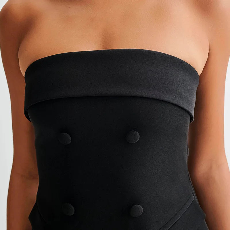 LIZAKOSHT  -  Summer Tube Top Short Skirt Backless Slim Temperament Elegant Women's Dress