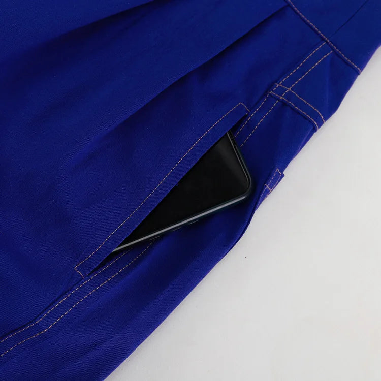 LIZAKOSHT  -  Stylish Street American Double Pocket Blue Trousers Women's Loose Straight Wide Leg Pants
