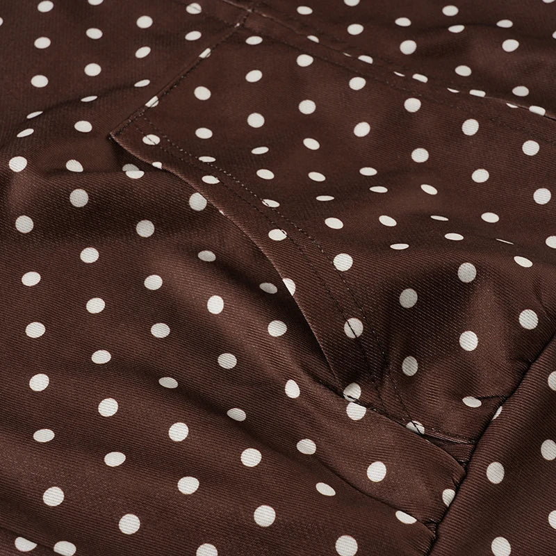 LIZAKOSHT  -  Retro Brown Polka Dot Print Hooded Sweatshirt Women Zip-Up hoodie Coats Clothes Women Autumn Going Out Outfit Streetwea