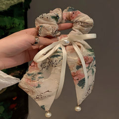 LIZAKOSHT  -  1PC Super Fairy, Pearl, Butterfly, Ribbon, Small Intestine Loop, Sweet, Girl, Tie Marble Hair Rope, Premium, Ponytail, Temperame