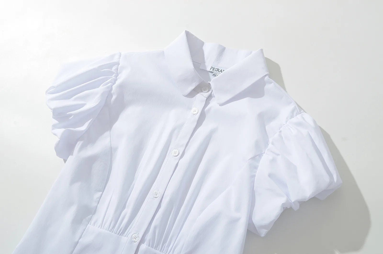 LIZAKOSHT  -  Women WHITE Corset-like Paneled Construction Short Gathered Sleeves LIANA TOP