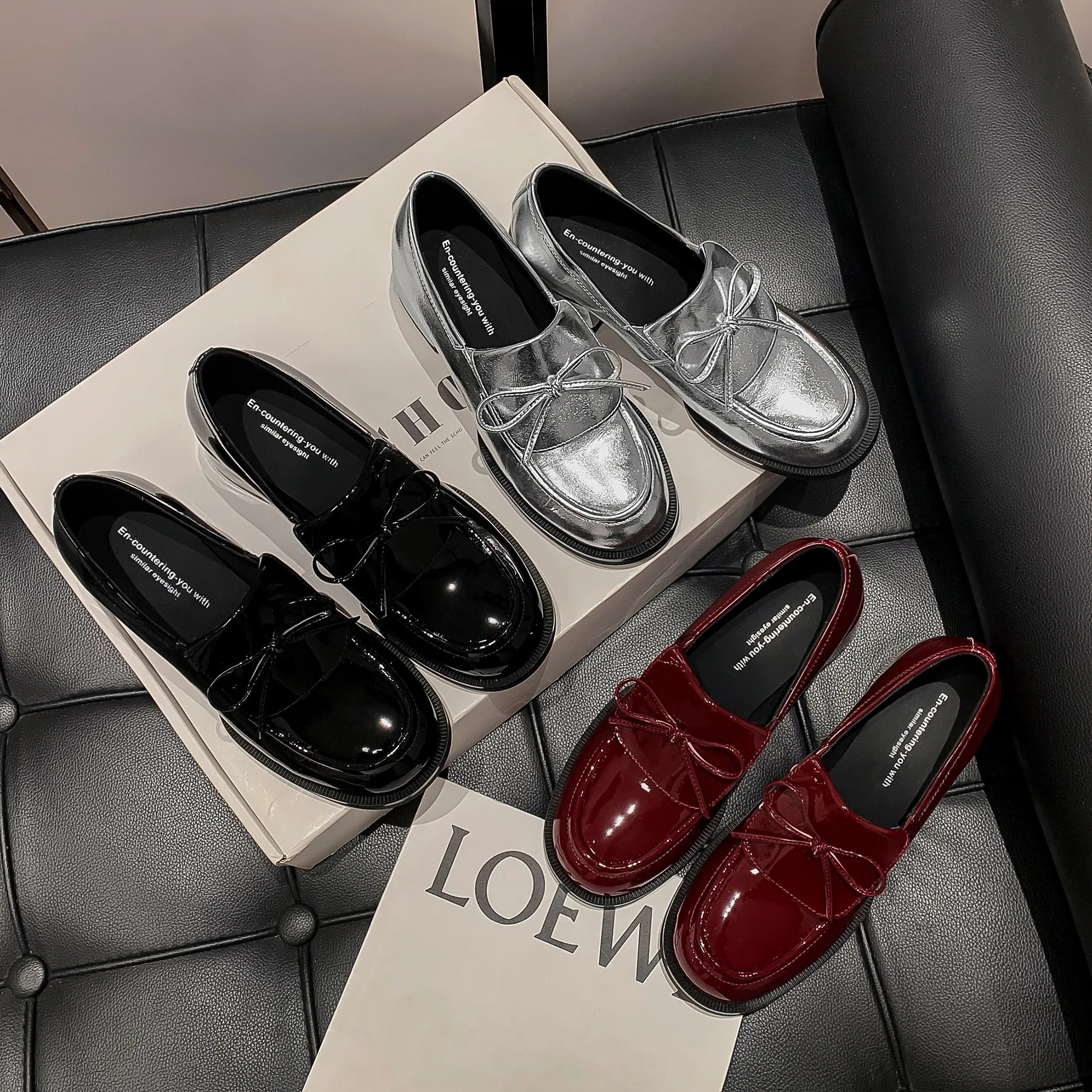 LIZAKOSHT  -  Fashion Pumps New High Quality Genuine Leather Shoes Loafers Butterfly Bow Round Head High Heels Women's Shoes Lolita