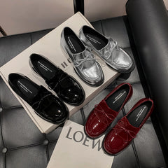 LIZAKOSHT  -  Fashion Pumps New High Quality Genuine Leather Shoes Loafers Butterfly Bow Round Head High Heels Women's Shoes Lolita