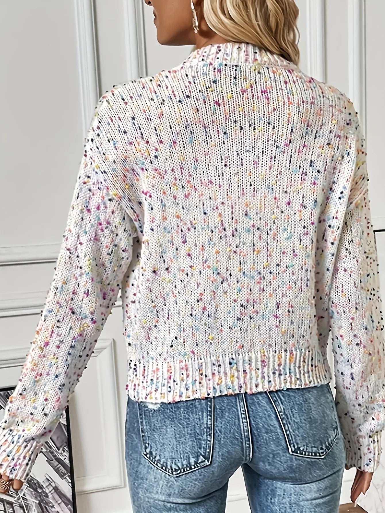 LIZAKOSHT  -  Clothes Autumn Women's Color Polka Dot Splicing Pullover Knitted Sweater