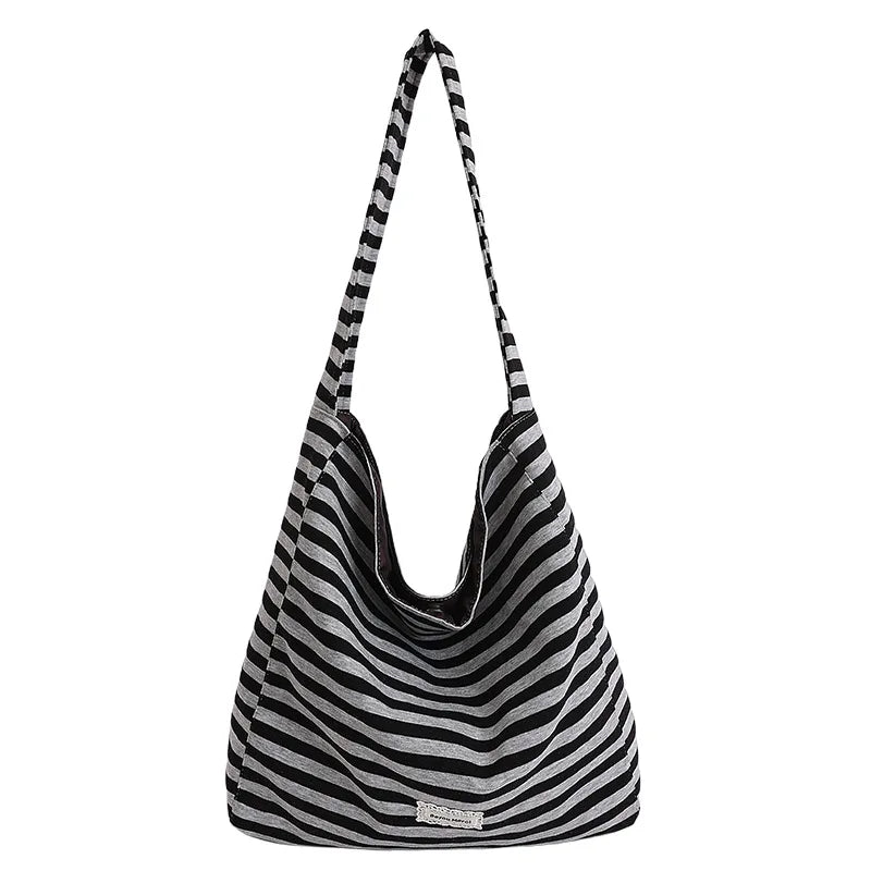LIZAKOSHT  -  New Fashion Striped Commuter Bag Large Capacity Women's Simple Underarm Ladies Single Shoulder Bag Urban Minimalist Style