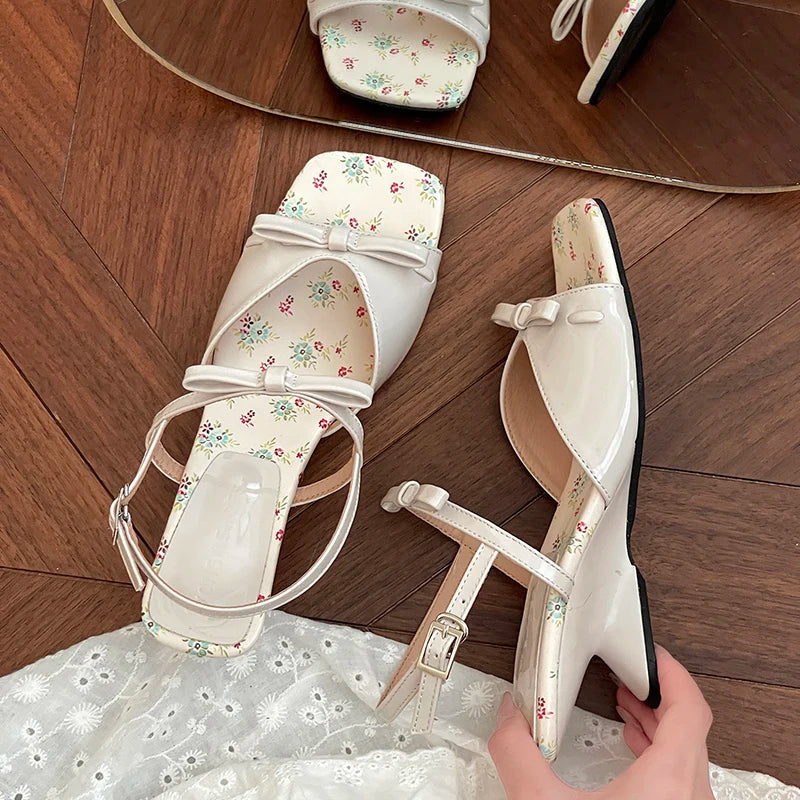 LIZAKOSHT  -  New Summer Butterfly-knot Women Open Toe Sandals Fashion Wedges High Heels Stripper Party Pumps Shoes
