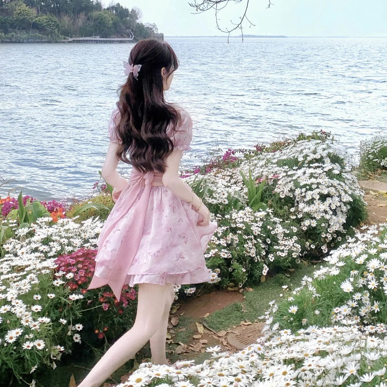 LIZAKOSHT  -  Dress With Floral Straps And Bows To Tighten The Waist And Look Slimming. Princess On The Run Summer Sweet Tutu Skirt