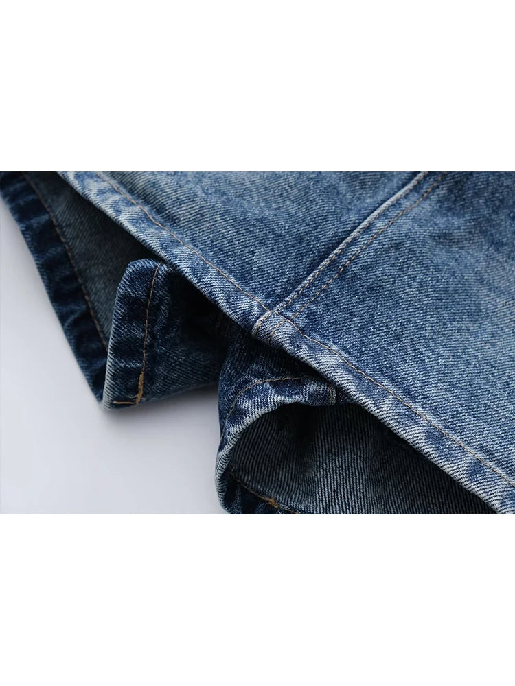 LIZAKOSHT  -  Women Blue Mini Denim Trouser Skirt Summer Casual Fashion Ladies Short Pocket Vacation Skirt Female Chic Bottoms