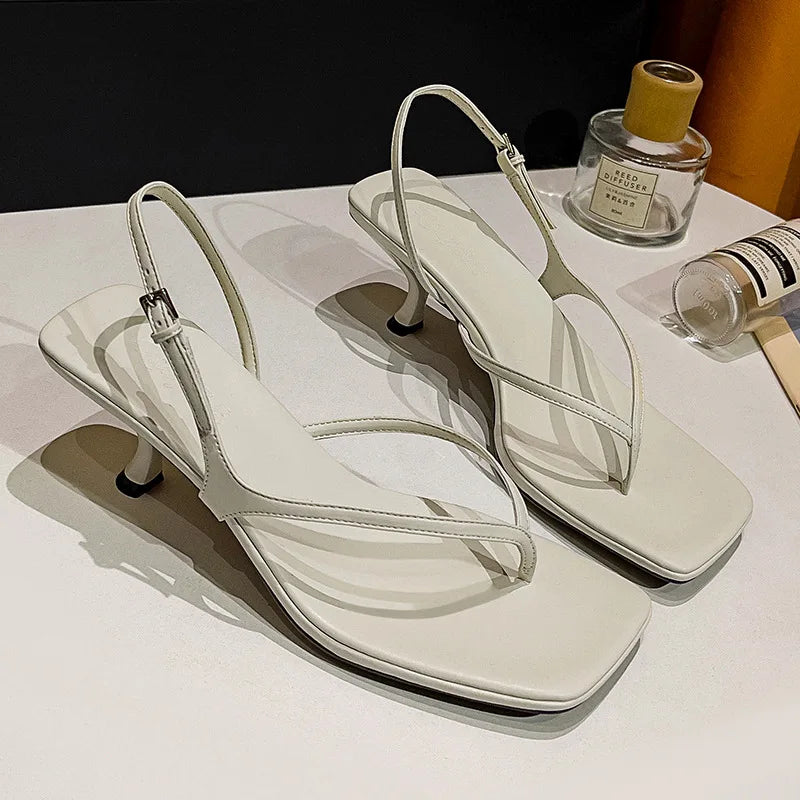 LIZAKOSHT -  clip toe narrow band women sandals high heels summer shoes sexy ladies thong sandalias party shoes sandalias de mujer