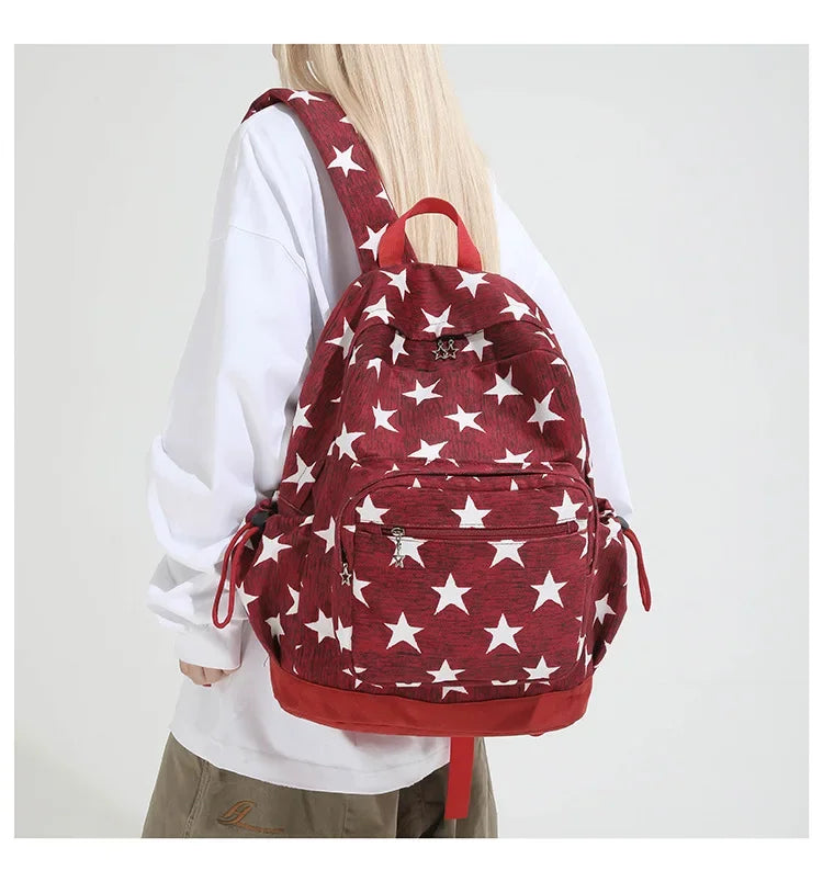 LIZAKOSHT  -  High-capacity Vintage Grunge Men Backpacks All Match Simple Fashion Star Letter Schoolbags Y2k Aesthetic Trendy Backpack Women