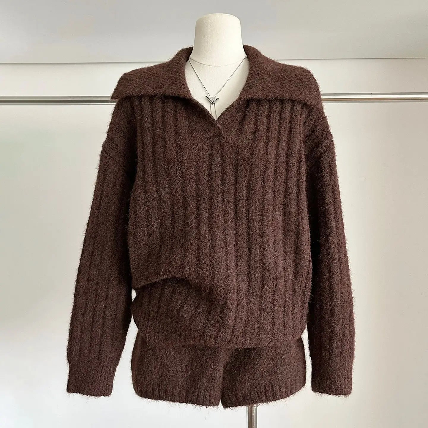 LIZAKOSHT  -  New In Matching Sets Two Piece Outfits 2 Pieces Set For Woman All-match Loose Simple  Sweater Comfortable Shorts Knitted