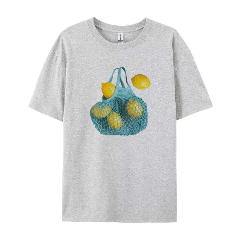 LIZAKOSHT  -  Lemon Female Graphic Tees Grunge Y2k Aesthetic T-Shirt Harajuku Streetwear Cute Fruit T Shirt Women Loose Retro Fashion Clothing