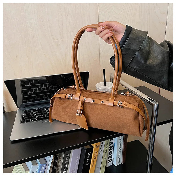LIZAKOSHT  -  Vintage Faux Suede Shoulder Bag for Women Handbags tassel Female Armpit bag Designer ladies totes burgundy bolsa feminina