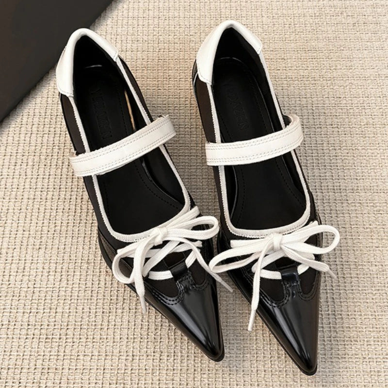 LIZAKOSHT  -  Fashion Pointed Toe Butterfly Knot Strange Style Mary Jane Shoes Women Designer Sports Ballet Shoes Elegant Party Dress Pumps